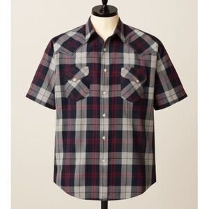 Ely Plains Men's 2X Western Pearl Snap Button‎ Plaid Shirt Cowboy Ranch Rodeo